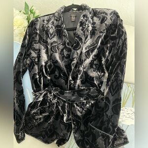 G.I.L.I. Black Velvet jacket Wrap-Style Tie Belt